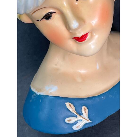 Vintage Nippon Lady Head Vase Large Hand Painted Blonde Morimura Brothers 40s - Picture 7 of 9